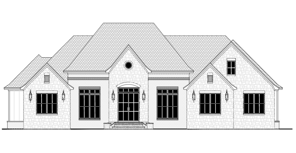 Architectural drawing of a traditional house exterior