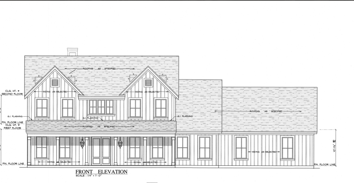 House front elevation architectural drawing